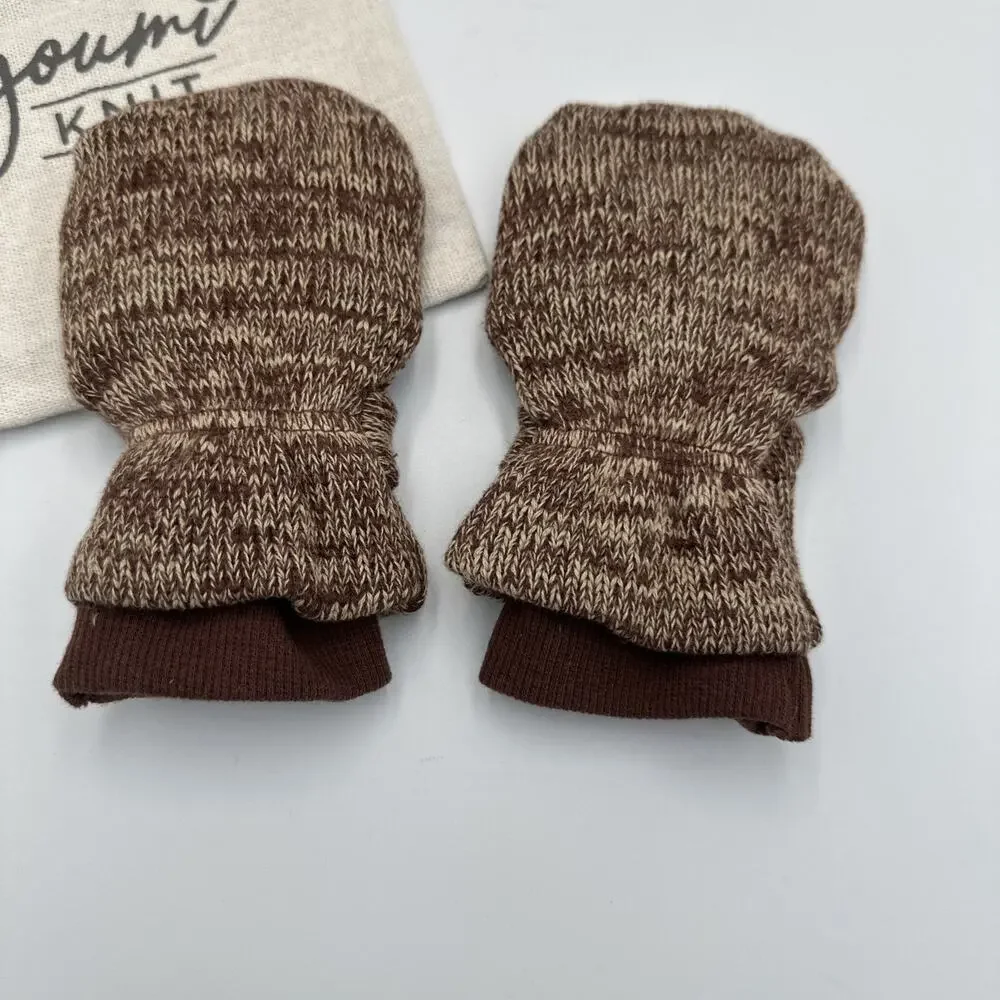 Goumi Knit Stay On Baby Mittens Size 3-6‎ Months Brown Organic Cotton Bamboo NEW